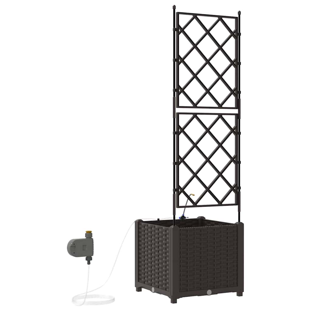 Garden Planter Brown 40 X 40 X 142 Cm Plastic