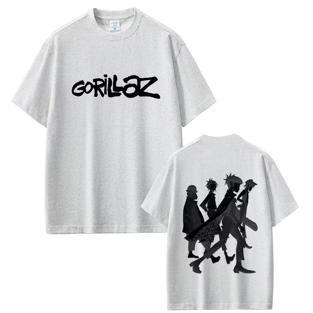 Limited Rock Band Gorillaz Print T-shirt Men's Women Casual Oversized Crewneck T Shirts Male Fashion High Quality Cotton Tshirts