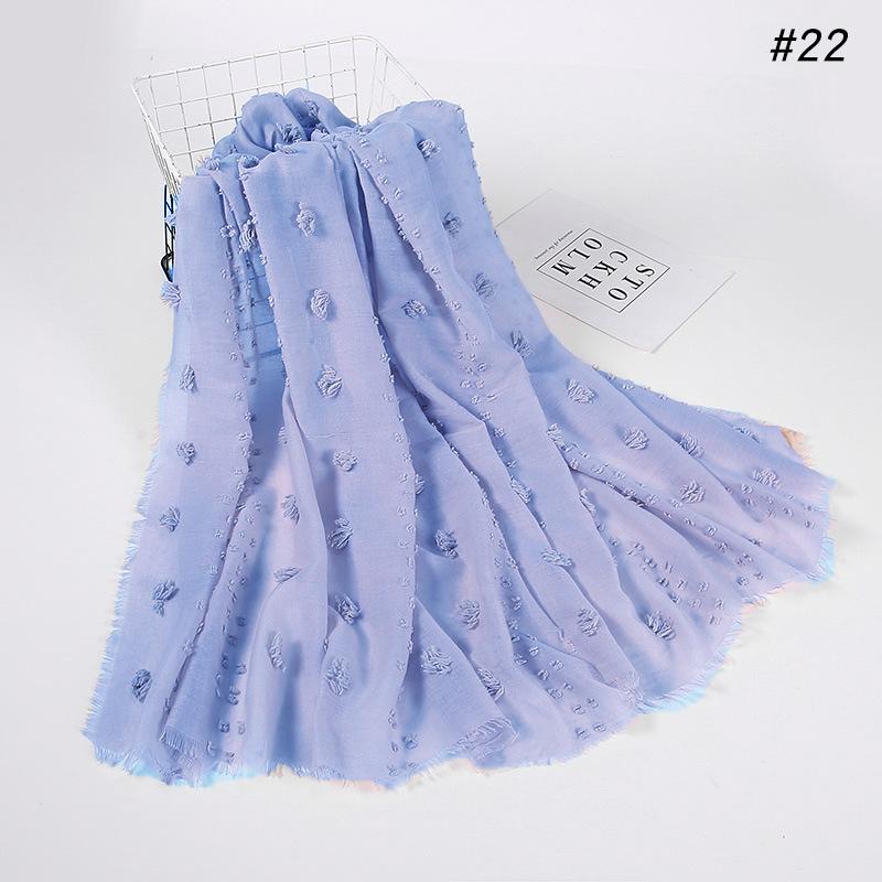 Flocked Bubble Chiffon Scarf Hijabs For Muslim Women Soild Color Breathable Islamic Headscarf Arab Head Scarves
