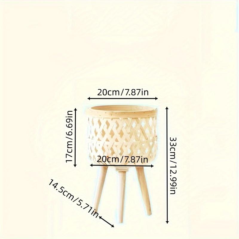 Bamboo Woven Plant Stand - Outdoor Decorative Flower Basket with Rattan Accents for Balcony & Garden, Flower Rack, Floor Fence