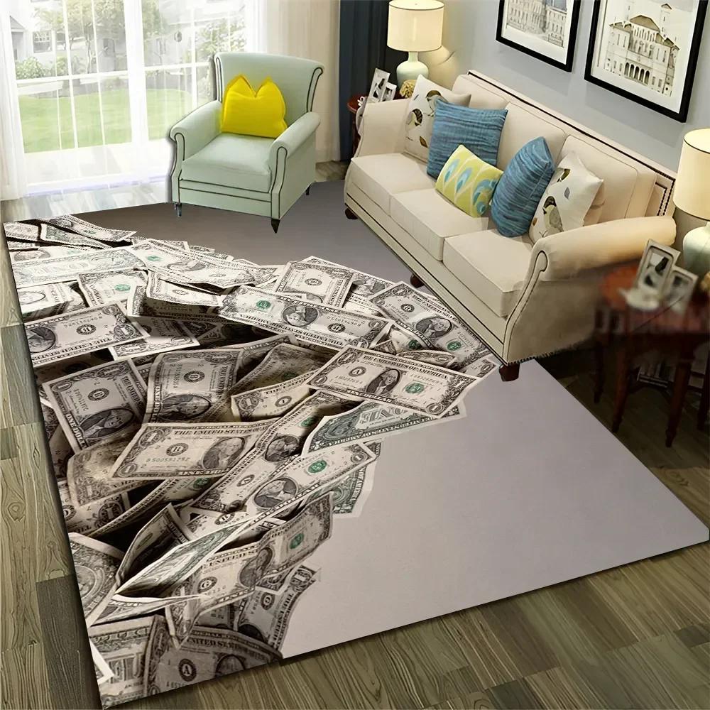 3D Dollar Euro Money Rich Pattern Carpet Rug for Home Living Room Bedroom Sofa Doormat Decor,Child Area Rug Non-slip Floor Mat