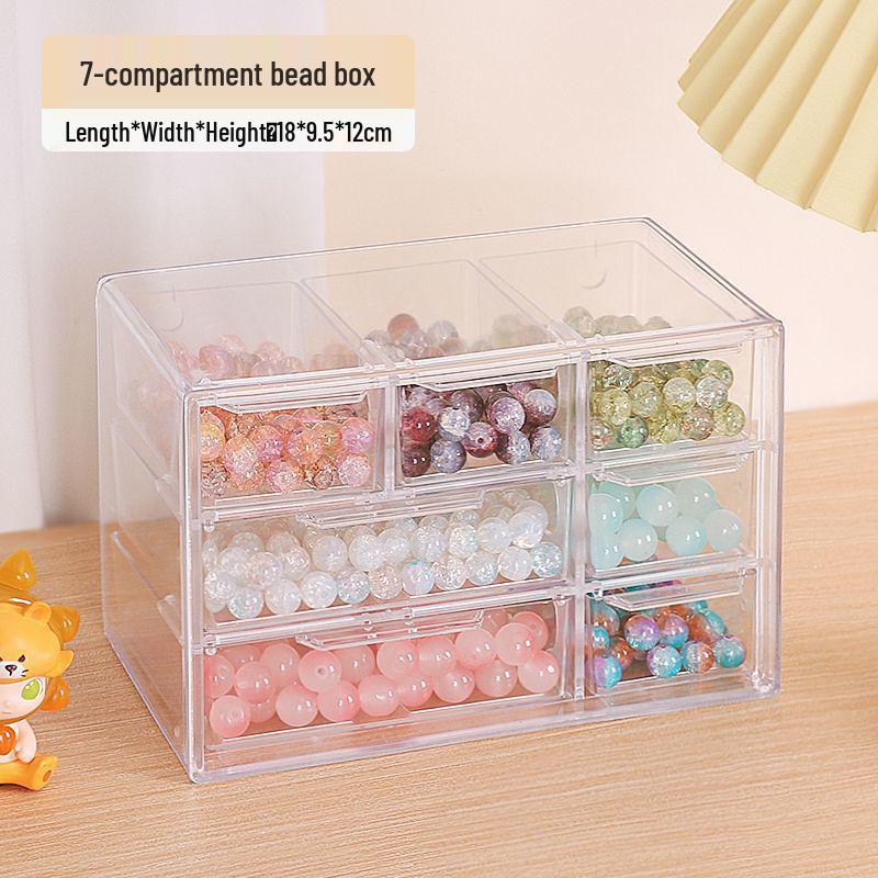Transparent Multi-Compartment Colored Glaze Beads and Jewelry Organizer Box