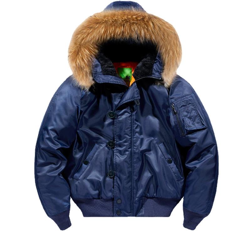 Fur Collar Hooded Coat Fur Hood Warm Tactical Bomber Jackets Warm Windproof Flight Pilot Jacket Thickened Air Force Jacket for Men