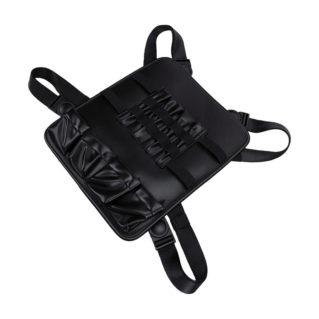 Barber Vest Pouch PU Leather Multiple Compartments Adjustable Shoulder Strap Hairdresser Scissor Bag 32.5x28cm