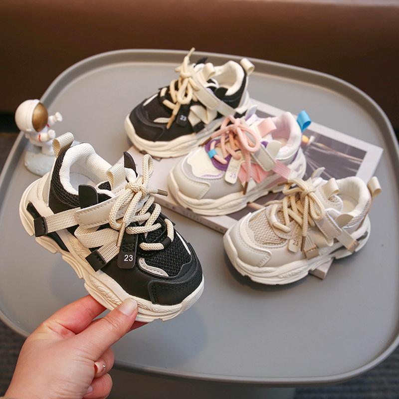 Children's Sports Shoes Trendy Dad Shoes Mesh Breathable Running Shoes Color Matching Soft Sole Casual Shoes