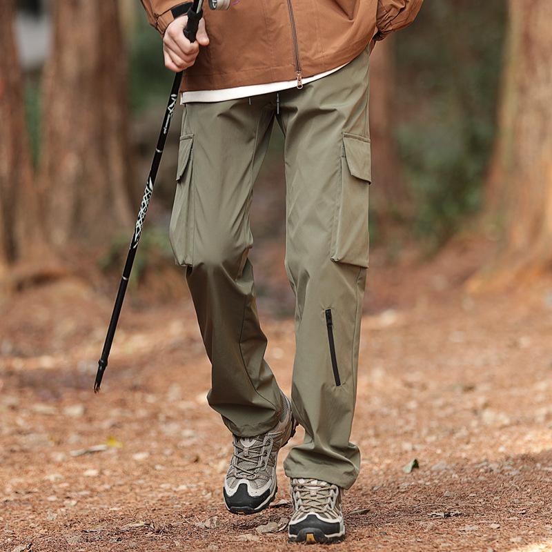Pánské větruodolné vodoodpudivé cargo turistické kalhoty na jaro/podzim pro outdoor