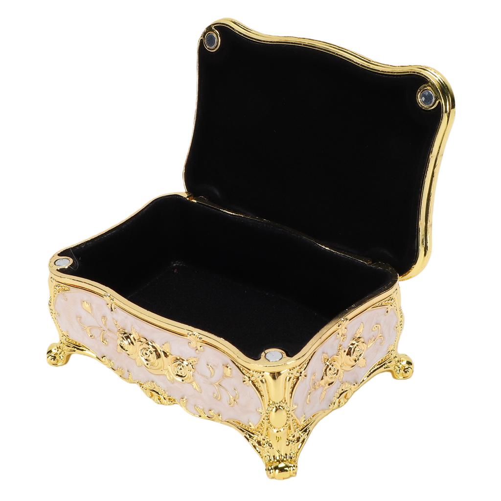 Decorative Jewelry Box with Rose Pattern Vintage Trinket Organizer Box Case for Ring Earrings Necklaces