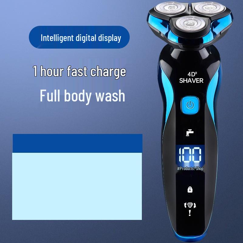 Электробритва Cross 4D с USB-зарядкой: ЖК-дисплей, Полная водонепроницаемость, Многофункциональные плавающие головки.