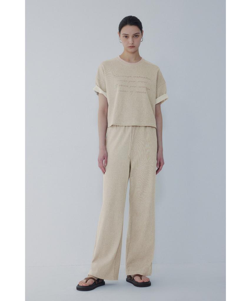 Bobeu Lettering Pigment Wide Pants_Light Khaki 7156230012