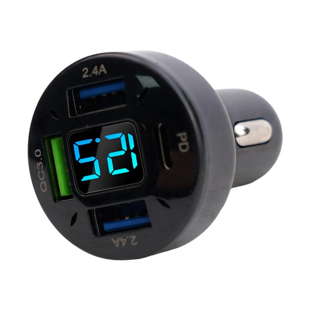 1X Car Charger Voltage Monitoring 12V/24V 4USB Aluminum Alloy+PC