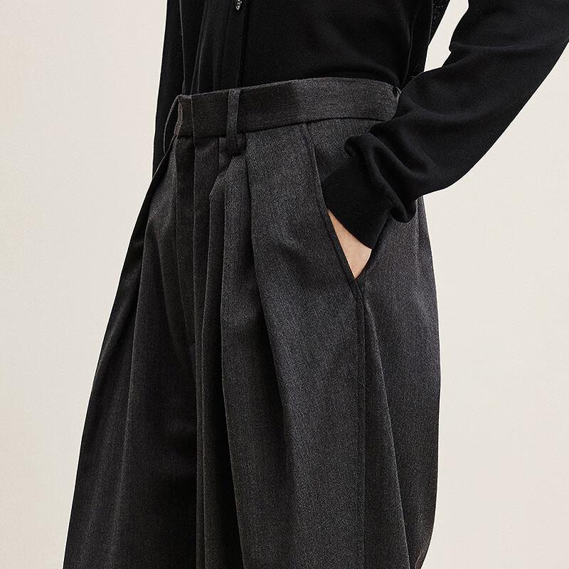 LESS 2025 Autumn Slim Fit Wool Blend Straight Leg Pants