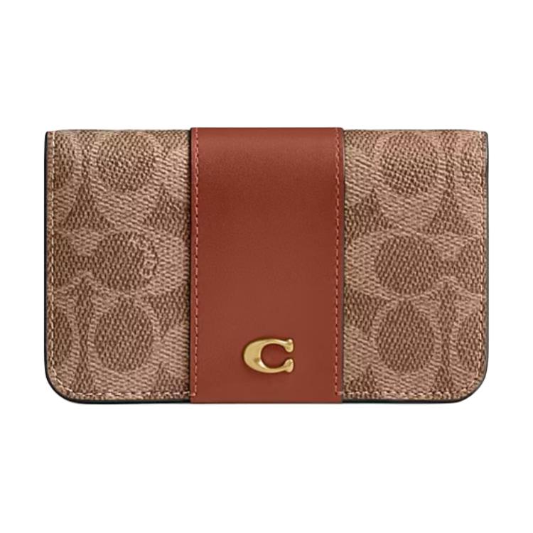 New COACH Coated Canvas Wallet Women's Brown CR542-B4XHG