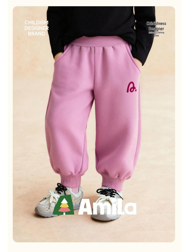 2025 Winter Kids' Fleece-Lined Cuffed Pants: Warm, Comfortable, Casual Style for Boys & Girls