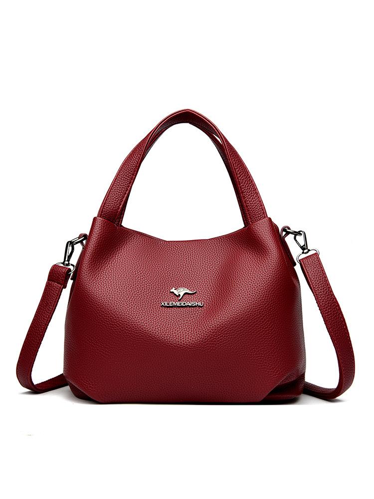 

Textured handbag 2025 new lychee pattern commuter bag solid color large capacity casual versatile single shoulder universal oblique span бордовый