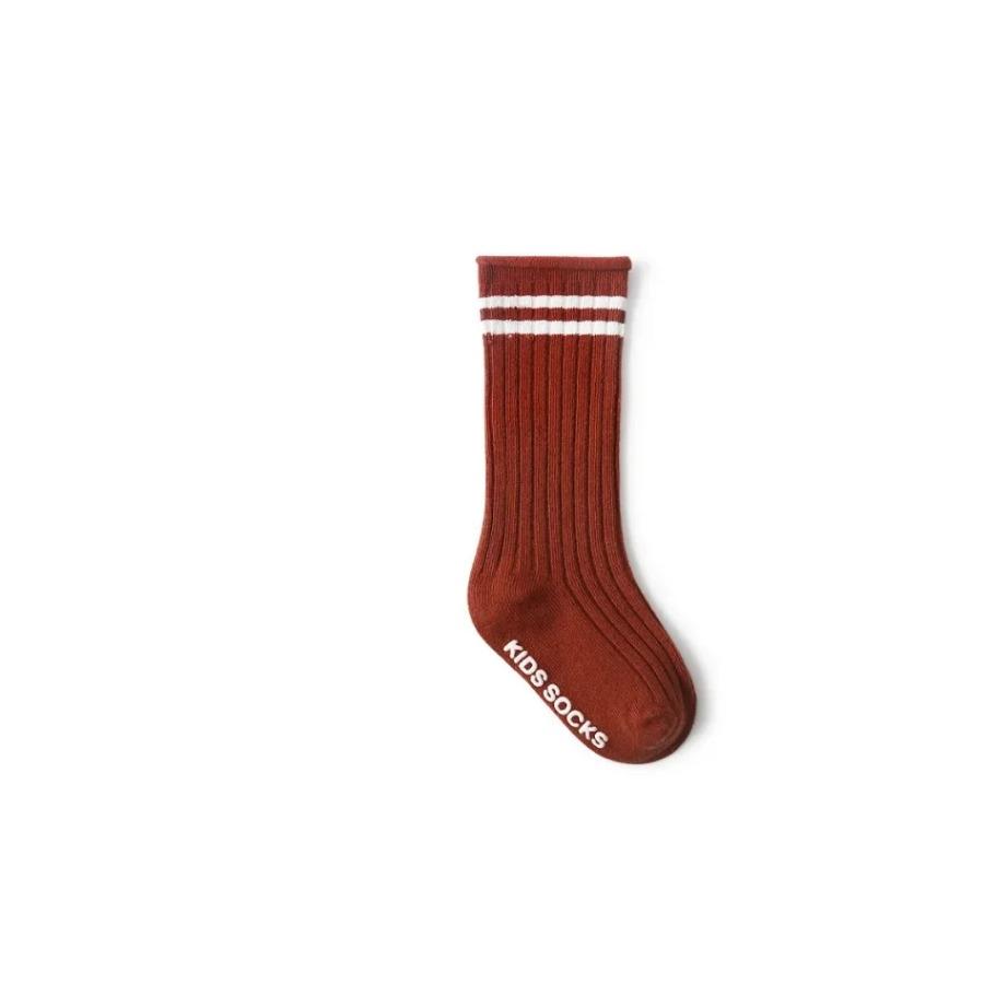 0-4 Y Children's Fun Retro Autumn and Winter Girl Baby Socks, Parallel Stripes Boys' Trendy Sports Socks, Pure Color Non-slip