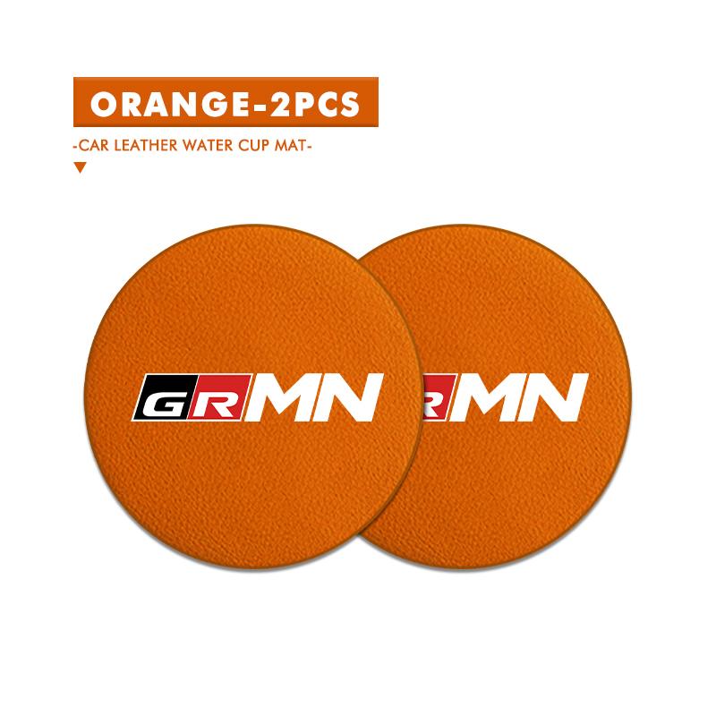 For S0 2Pcs Leather Car Coaster Water Cup Slot Mat Anti-slip Pad GR Sport Camry Prius Auris Crown Yaris Corolla CHR Avalon JH0