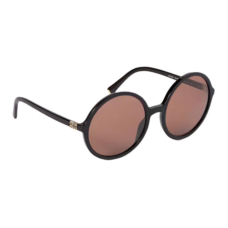 Miu Miu Logo Design Acetate Round Sunglasses Unisex sunglasses Black SMUB02_E16K_FE90Q_C_059
