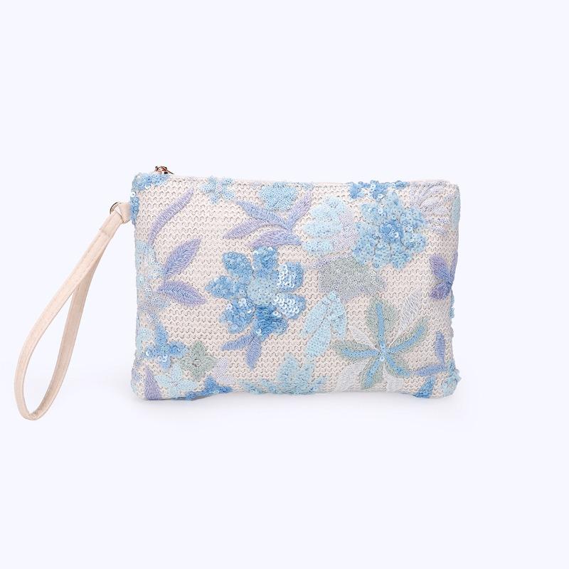 New Embroidery Sequin Clutch Bag Women Vintage Straw Woven Envelope Bag Niche Fashion Handheld Purse for Casual Daily Wear Shopping and Party Events