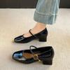 Niche belt buckle square head Mary Jane shoes spring new French retro single shoes high heels