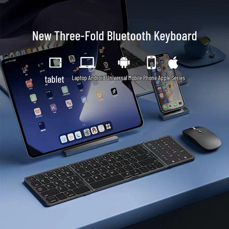 

Universal Bluetooth Rechargeable Folding Keyboard with Touchscreen Integration Numeric Keypad + Touch Version чорний/напівтемрява