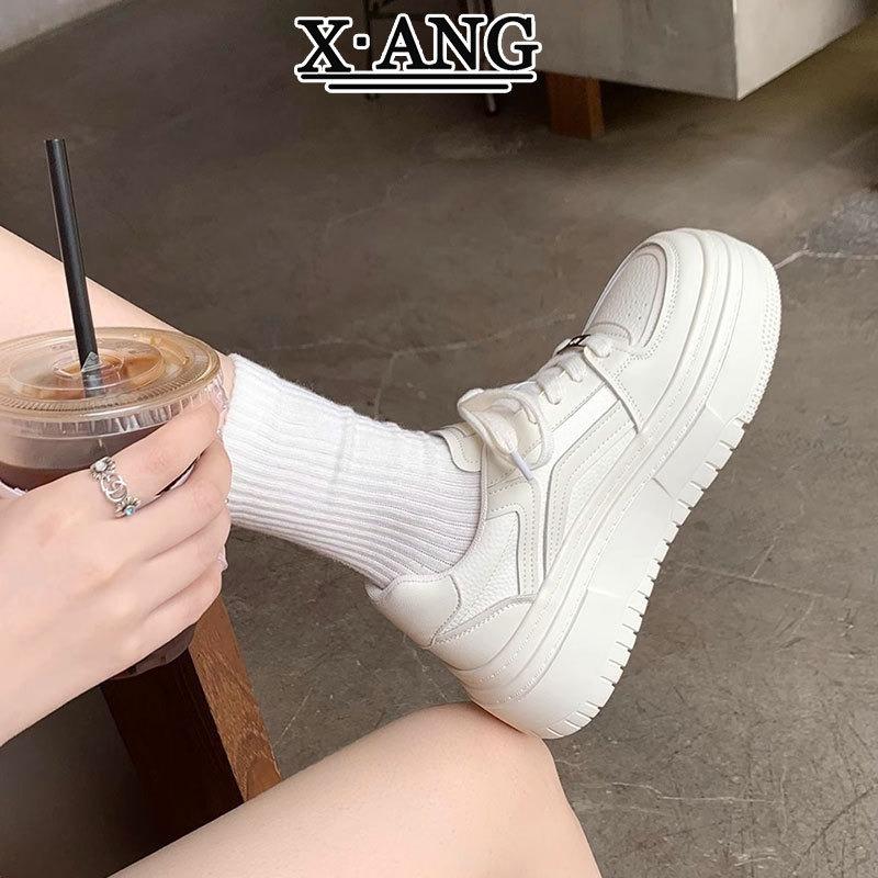 Leather thick-soled heightening board shoes children's spring new versatile breathable little white shoes casual sports shoes women's