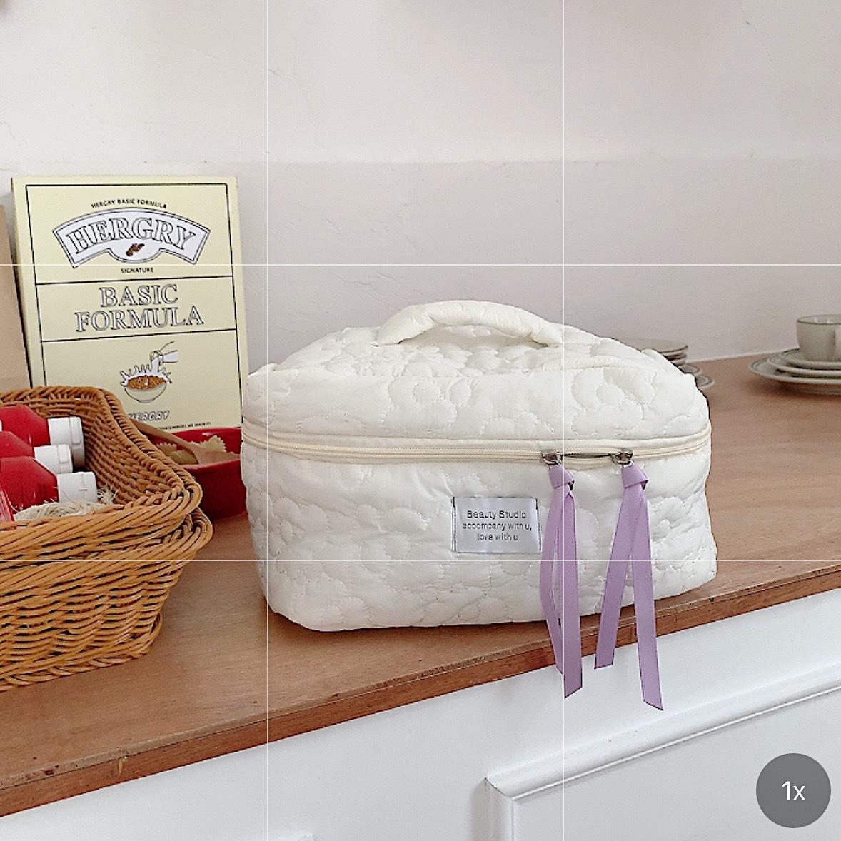 

Capacity Trendy Large Colorful Floral Cosmetic Organizer Bag With Zipper Closure білий