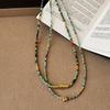 Minar Bohemia Colore Verde Pietra Naturale Cubi Perline Fiore Perline Collana per Donne 14K Placcato Oro Vero Catena in Rame Choker