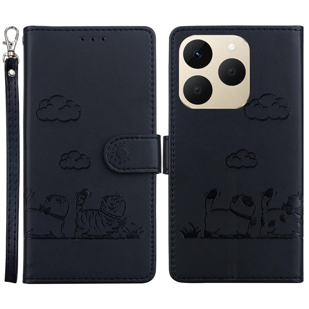 

For Realme 15T 5G Case RFID Blocking Kitten Pattern TPU + PU Leather Phone Cover with Wrist Strap