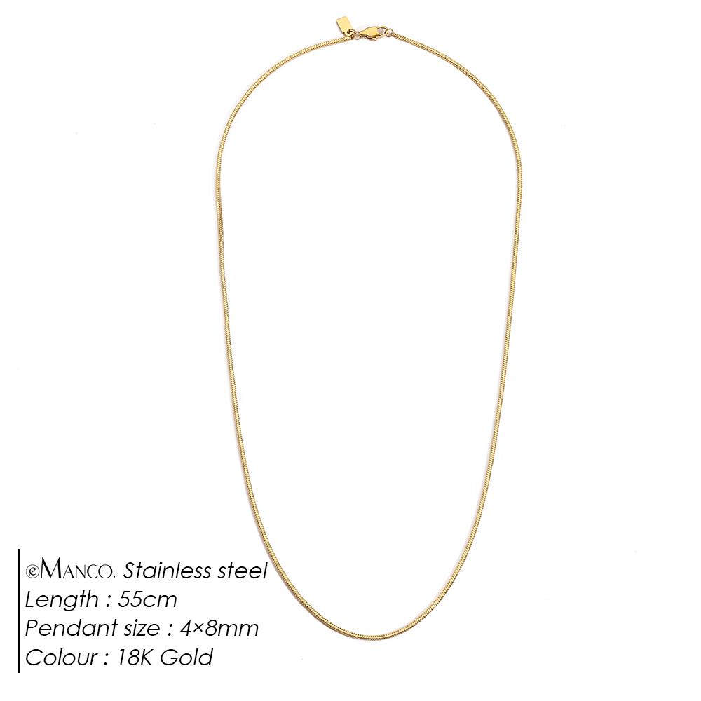 EManco Classic Waterproof Link Chain Stainless Steel 18K Gold Plated Square Link Necklace for Men's Daily Use Party Anniversary