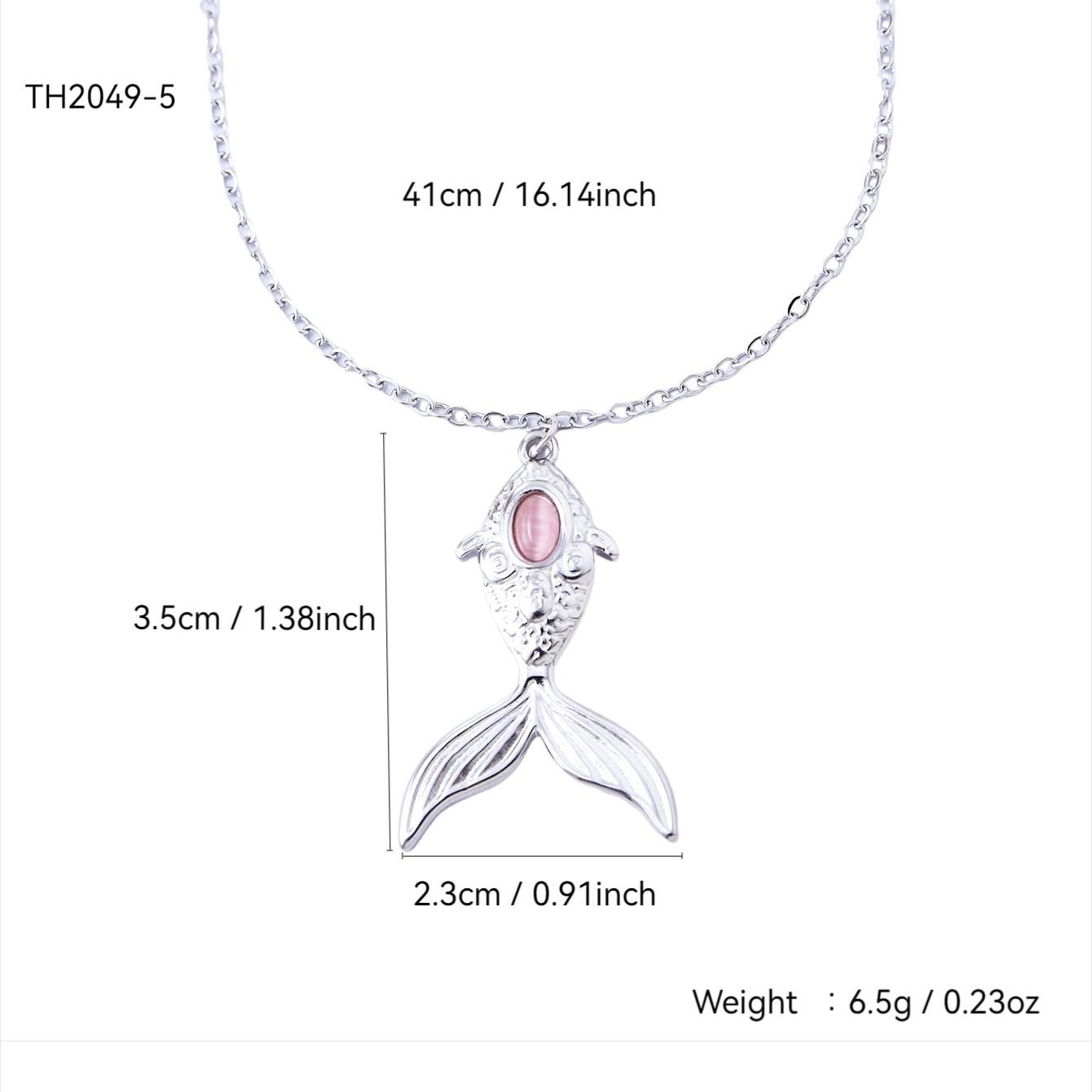 

Beach Fashion Elegant Bohemian Style Stainless Steel 18K Gold Plated Fish Pendant Necklace Earrings Zircon Set For Women