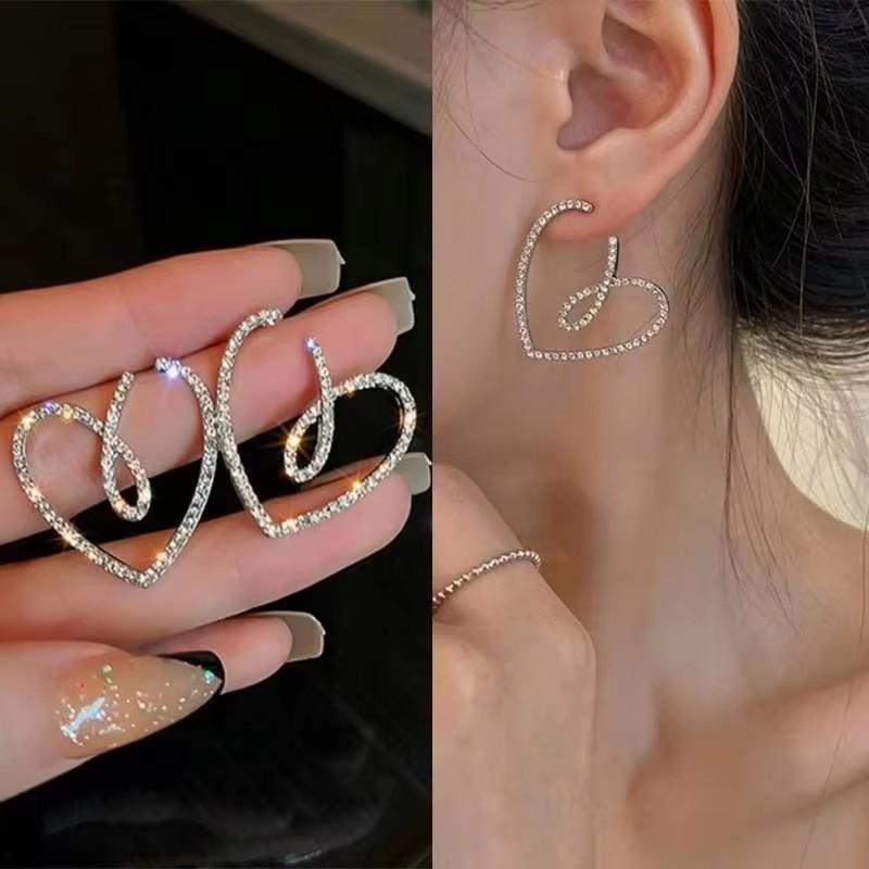 925 Silver Needle Korean Fashion Zircon Geometric Earrings For Women Jewelry Trending Luxury Crystal Cross Stud Earrings