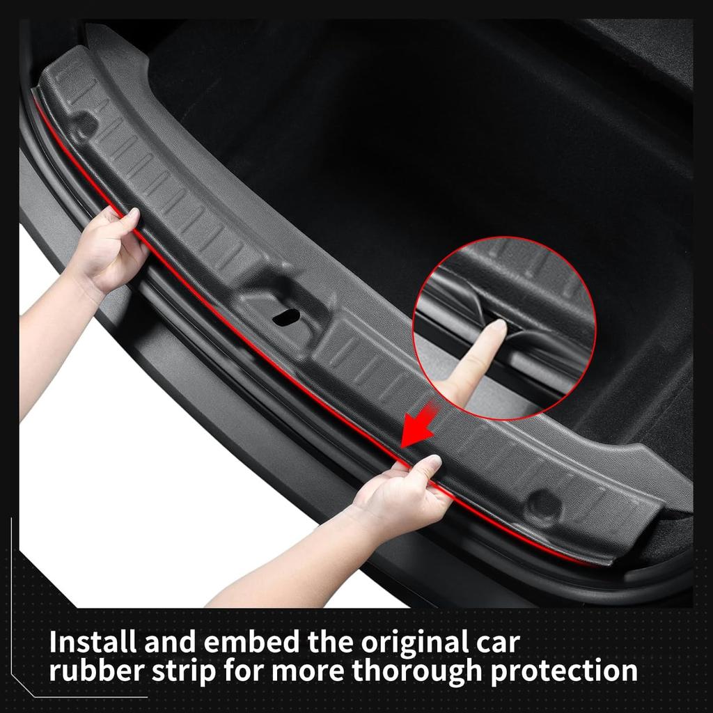 LUCKEASY Rear Bumper Guard for Tesla Model Y Juniper 2025 2026 Rear Trunk Bumper Guard Sill Cover Protector for Model Y Accessories TPE Black