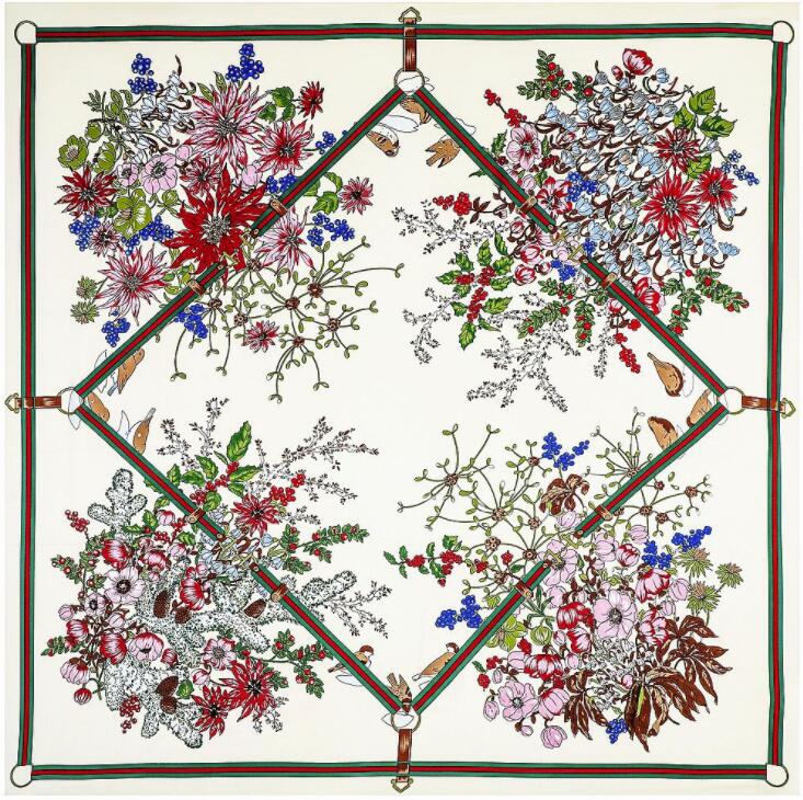 New Luxury Brand Silk Scarf Women Print Square Shawl Hijab Scarfs Female Fashion Shawls Scarves For Ladies 130*130cm