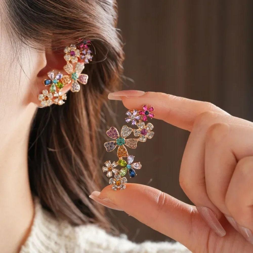 Colorful Design Zircon Earrings Sweet Style  Earrings  Personality Expression