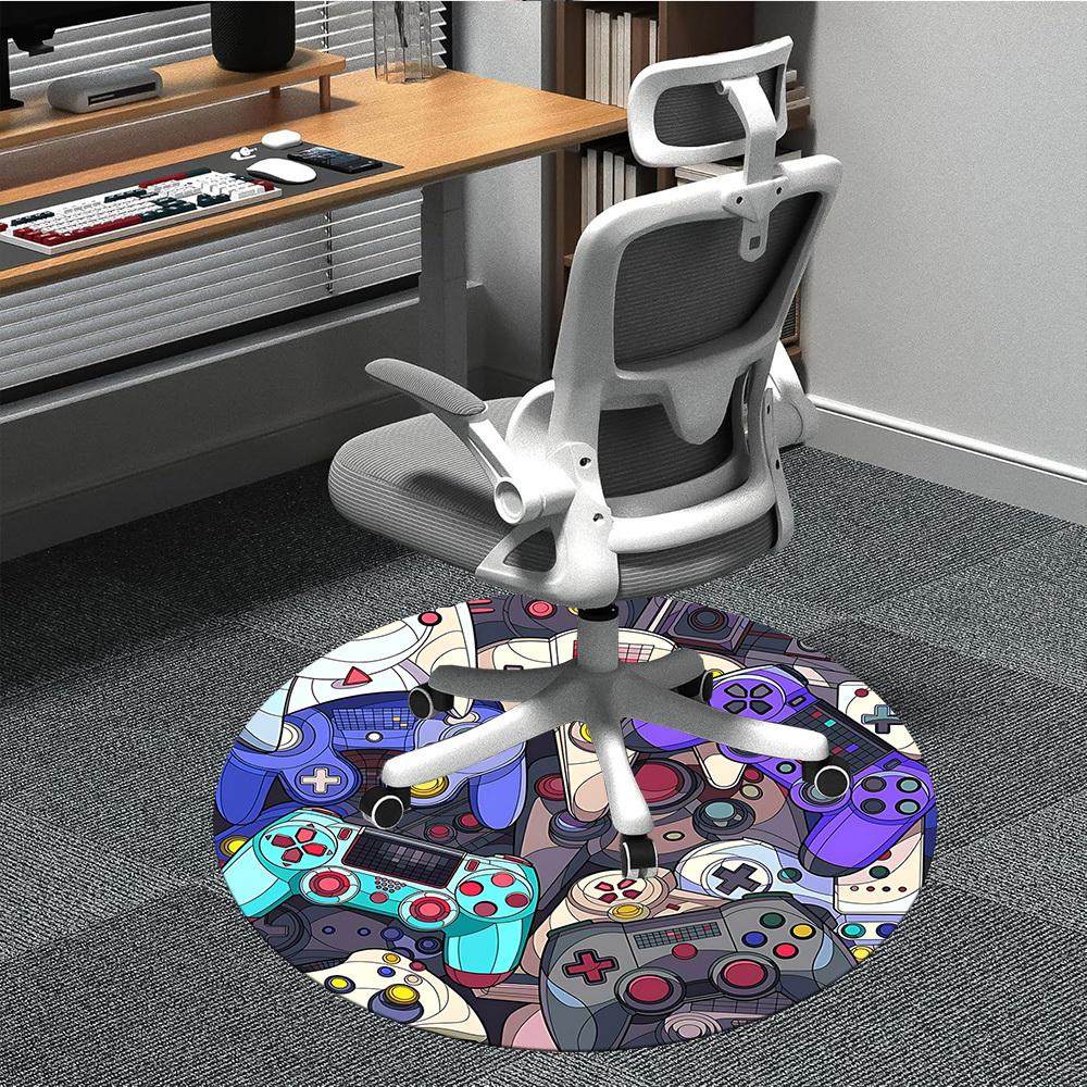 1PC Gaming Controllers Office Round Area Rug, Indoor Mat Suitable ForOffice, Under Office Chairs Bedroom Living Room Home Decor, Room Deco, D131