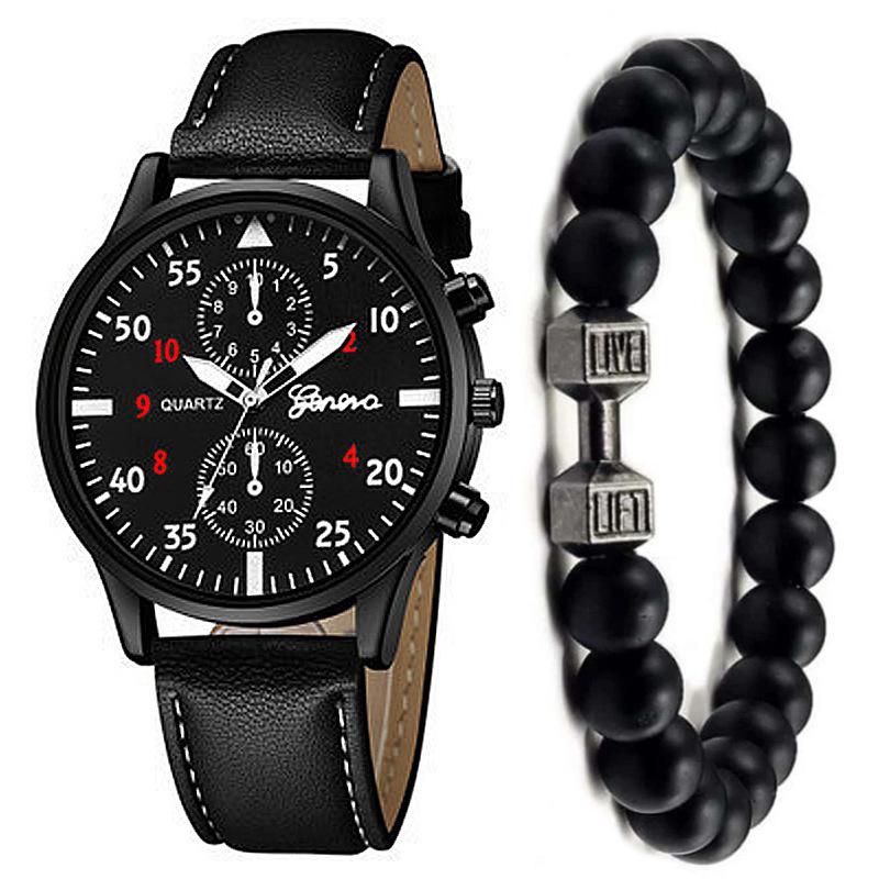 Men's Watch High-end Hong Kong Style Fashion Watch Fashion Versatile Quartz Watch High-end Watch Men's Watch Set