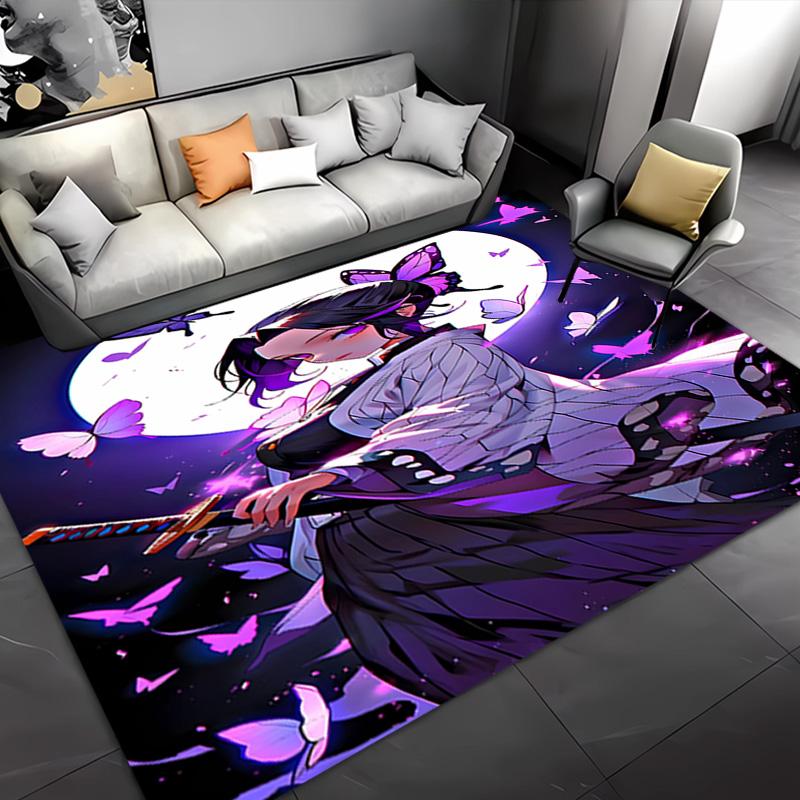 1pc Demon Slayer Shinobu Kocho Entrance Mat, Non-Slip Mat Area Rug,Room Decor, Outdoor Decor, Kitchen Rug,Doormat - Machine Washable, Easy To Clean