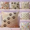 Paw Cute Cushion Cover Natural Linen Pillow Case DoubleSided Print Decorative Sofa Pillowcase Home Decor Gift