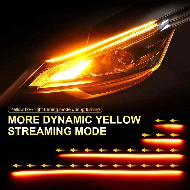 12V DRL Car LED Daytime Running Light APP Control Flexible RGB Symphony Flowing Turn Signal Strip Headlight Decorative Lamp