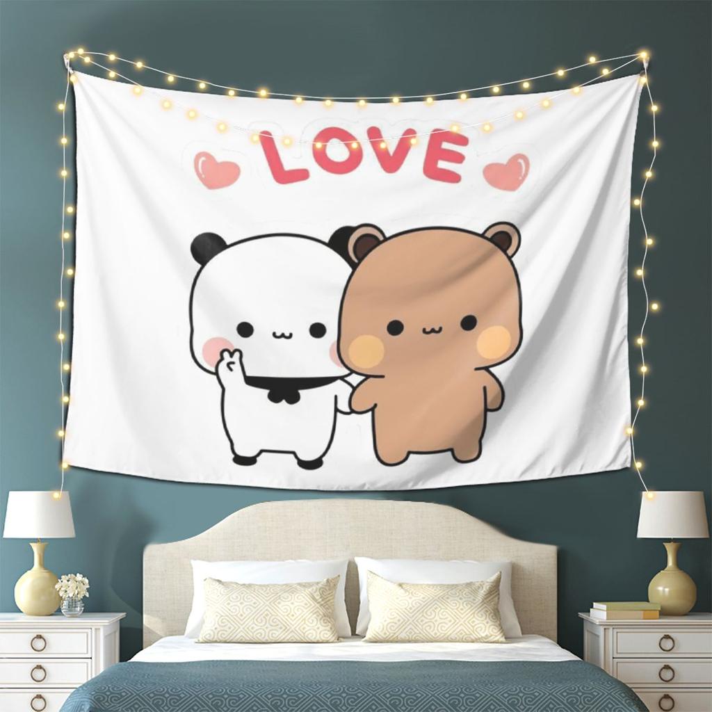 Peach And Goma Bubu Dudu Balloon Tapestry Wall Hanging Aesthetic Home Decor Tapestries for Living Room Bedroom