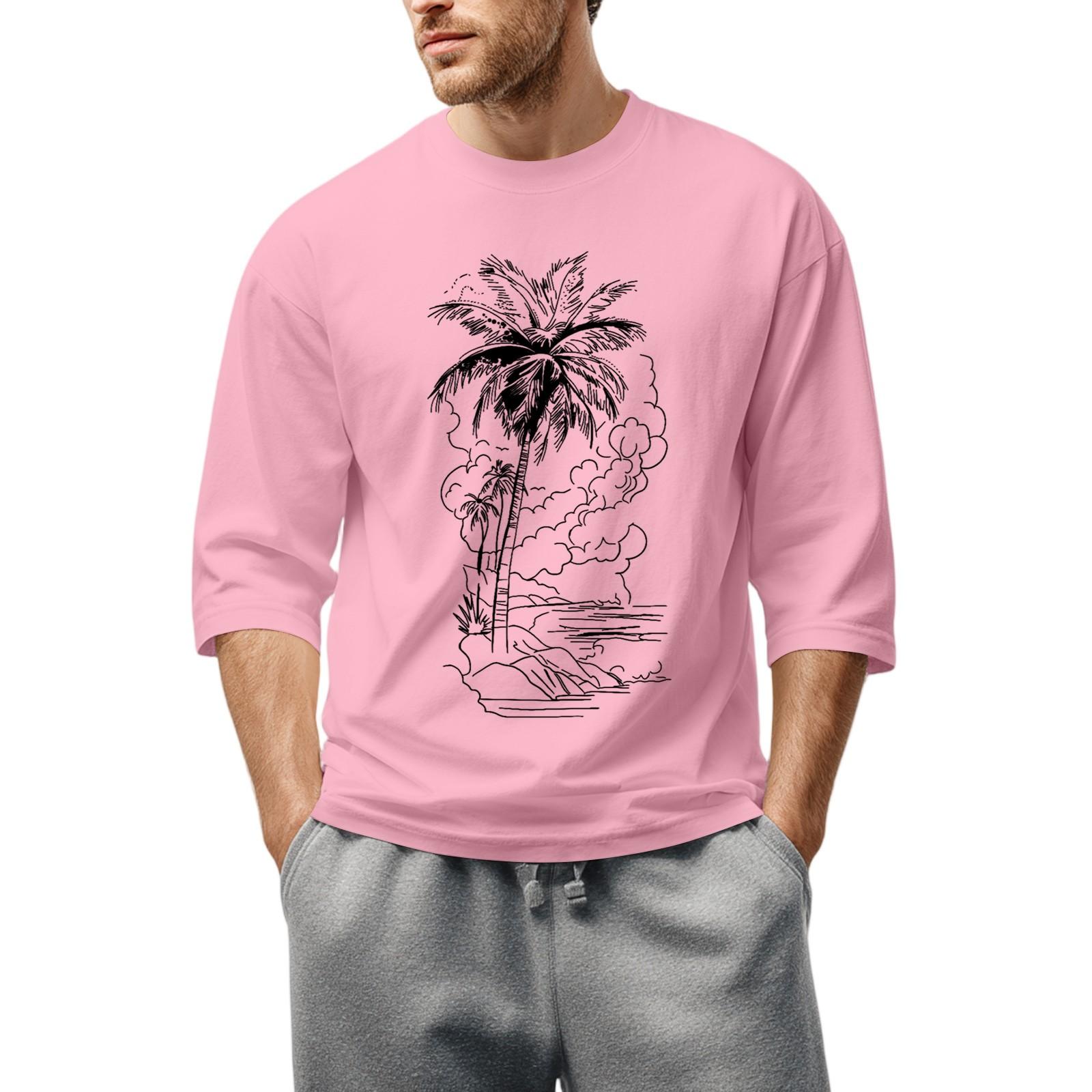 

Мужская повседневная модная футболка с круглым вырезом и рукавом три четверти S розовый