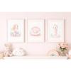 3Pcs Pastel Mermaid Wall Art, Watercolor Seahorse Pearl Seashell Canvas Prints, Cute Ocean Wall Arts, Girls Room Decor Gifts