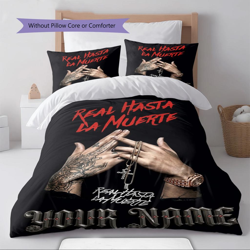 Name Custom Anuel AA Poster Pattern Bedding Set Quilt Cover Pillowcase Home Decor Gift (1 * duvet cover + 2 * pillowcase, without core)
