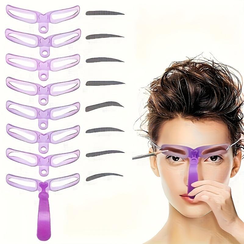 Eyebrow Shaping Template Kit - 16Pc With Handle, Grooming Card for Defined and Perfectly Shaped Brows - Reusable