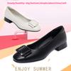 Spring and Autumn Soft Sole Comfortable Light Non-slip Thick Heel Mid-heel Slip-on Casual Solid Color Women's Single Shoes