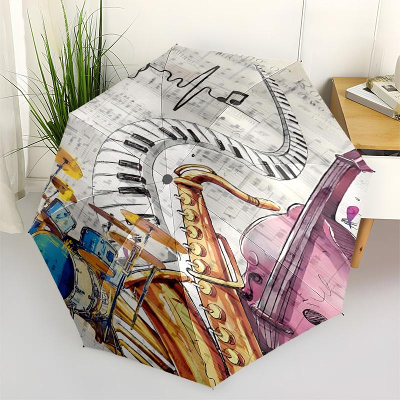 1PC Music Instruments Automatic Folding Umbrella Automatic Open/Close, Automatic Folding, 8-Rib Durable Frame, Portable Travel Umbrella 719
