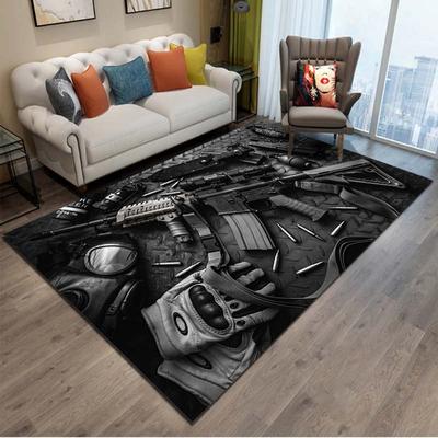 15 Velikostí 3D Koberec s motivem pušky, pistole, revolveru, Koberec do obývacího pokoje, ložnice, Kuchyňská rohožka, Protiskluzová podlahová rohožka do koupelny