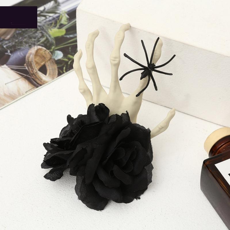 Halloween Rose Headband Dark Spiders Hair Clip Cosplay Party Headwear Hair Hoop Dress Up Party for Masquerade
