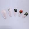 Nail Art Halloween Cute Black Cat Moon Pumpkin Long Almond Wearing Nail Pads