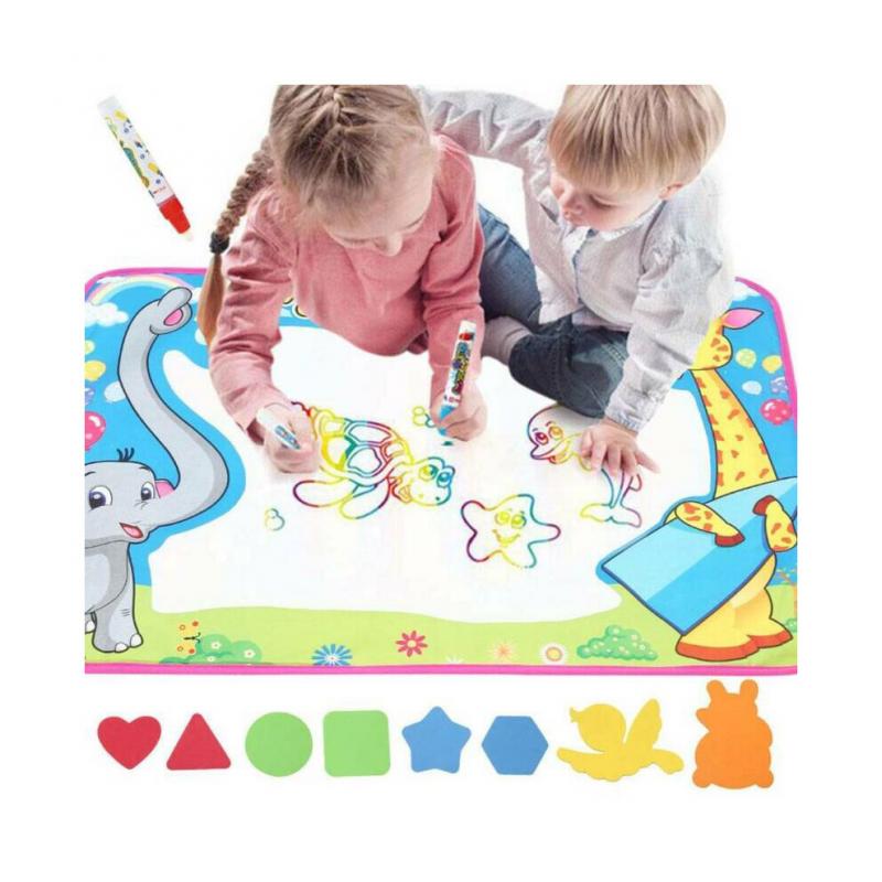 Doodle Mat Aqua Large Magic Water Drawing Mat for Kids - Reusable Water Painting Board (70x51cm) with Pens & 8 Molds